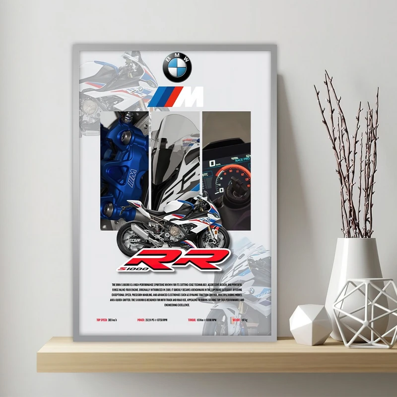 تابلو بکلیت طرح موتور BMW S1000RR مدل SI-S10744 فریم نقره ای 