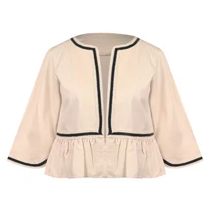 کت رسمی زنانه مدل عروسکی کتان نوار دوزی کد AK1417