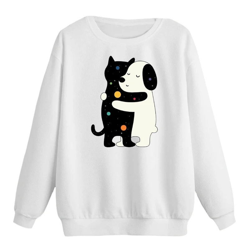 سویشرت زنانه مدل گربه و سگ کد p1  