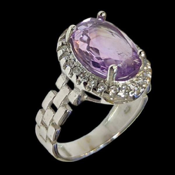انگشتر نقره آمیتیست زنانه مدل آبکاری رادیوم کد 6610
