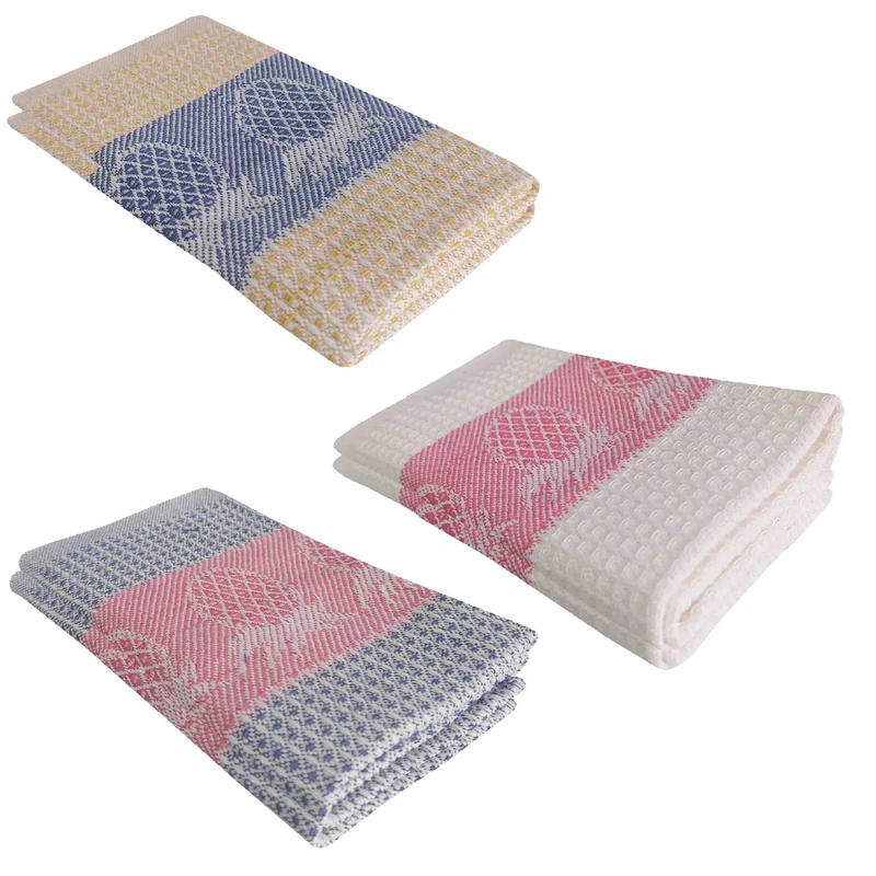 دستمال نظافت خانه و آشپزخانه نخ، پنبه‌ مدل رزا بسته 3 عددی