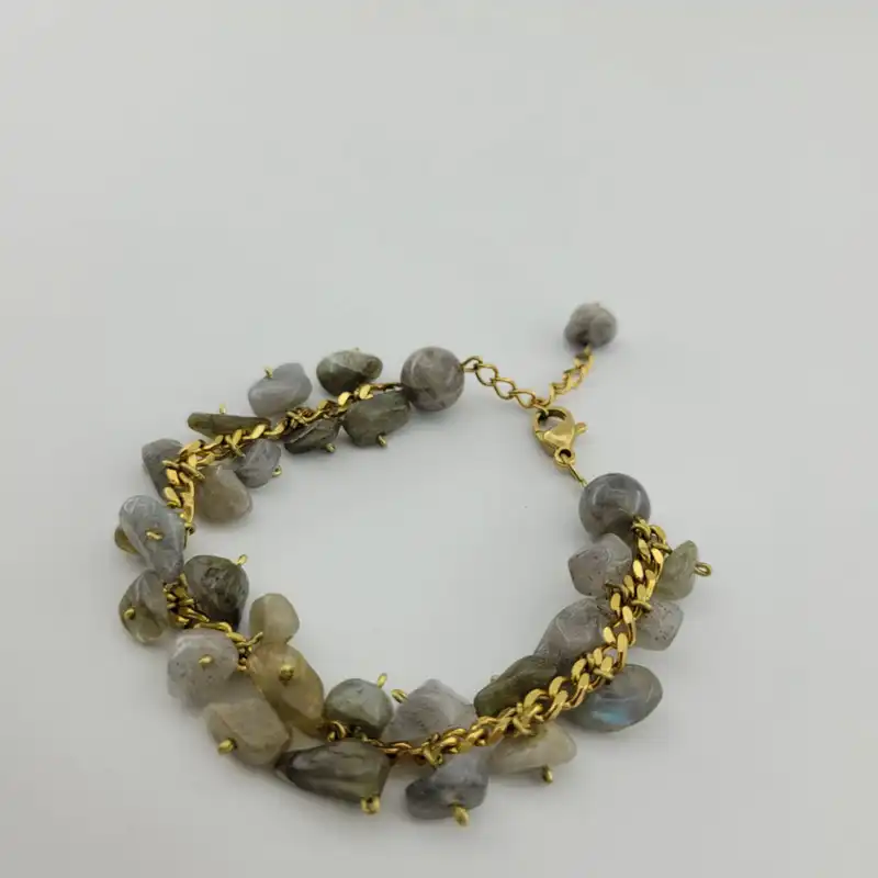 دستبند زنانه مدل سنگ لابرادوریت بافت کد 1