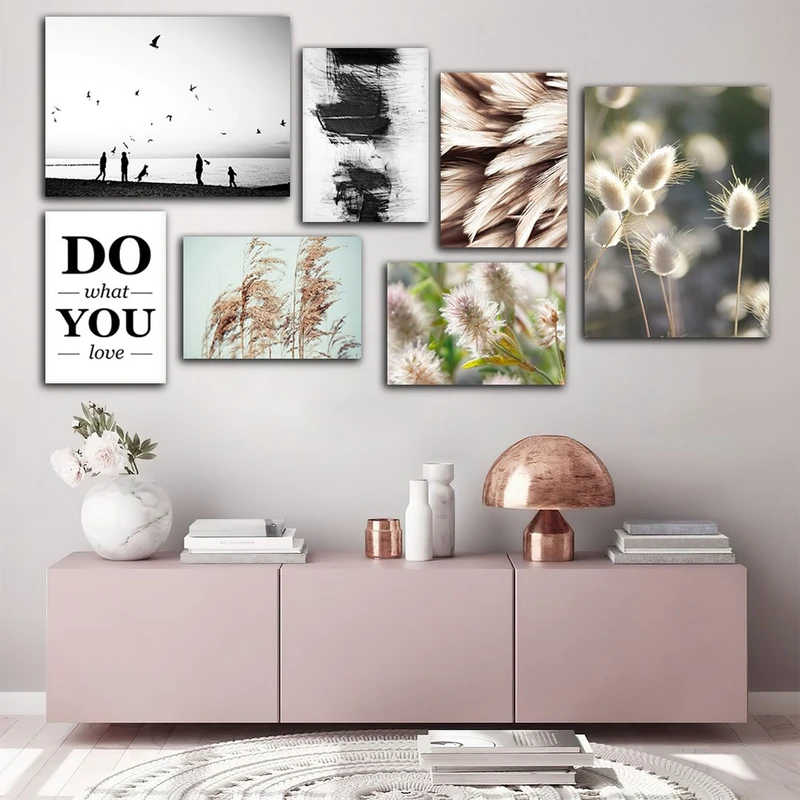 تابلو شاسی بکلیت طرح طبیعت و جمله انگیزشی مدل SH-883 مجموعه 7 عددی