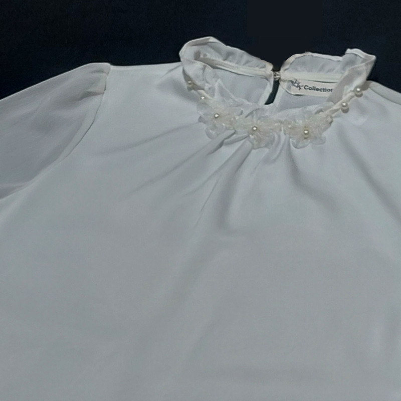 بلوز آستین بلند زنانه مدل یقه گل برجسته