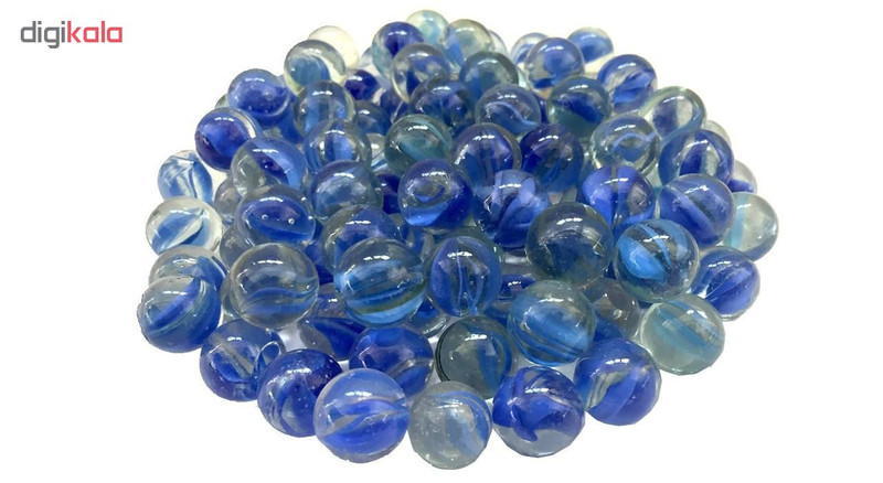 تیله شیشه ای گلدونه مدل سه پر آبی بسته 50 عددی