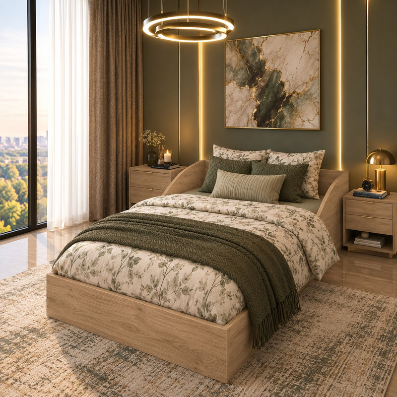 تخت خواب یک و نیم نفره MDF مدل jordan سایز 120×200 سانتی‌متر