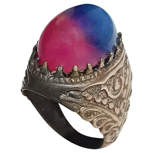 انگشتر نقره مردانه مدل عقیق مفتاح الباب AMB213280