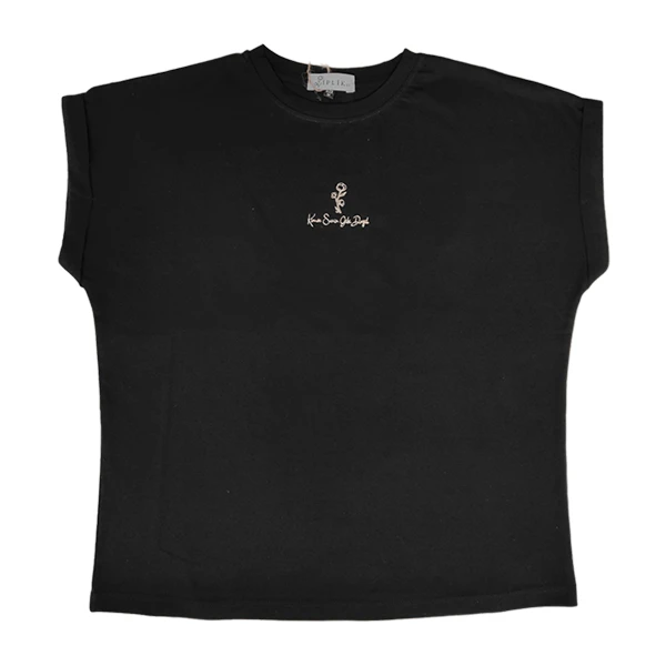 تی شرت  آستین کوتاه زنانه ایپلیک زی مدل ساده کد IP04.1