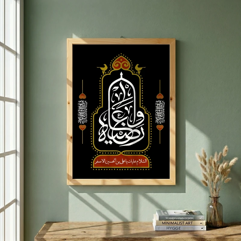 تابلو طرح وا رضیعاه مدل G14880 فریم کرم روشن