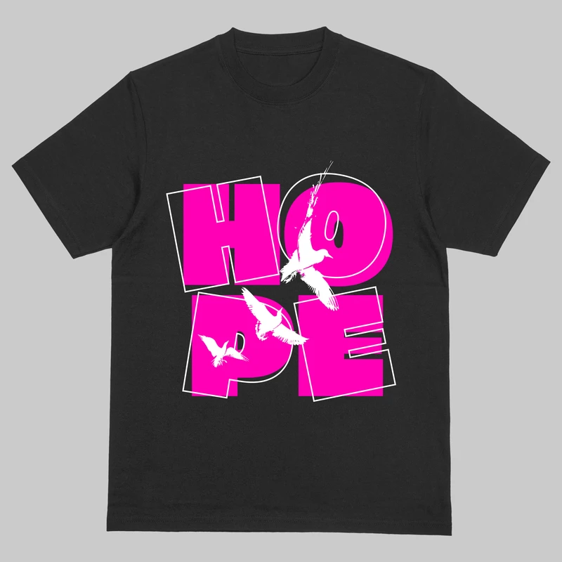 تی‌شرت  اورسایز آستین سه ربع زنانه مدل باکسی طرح HOPE کد 002