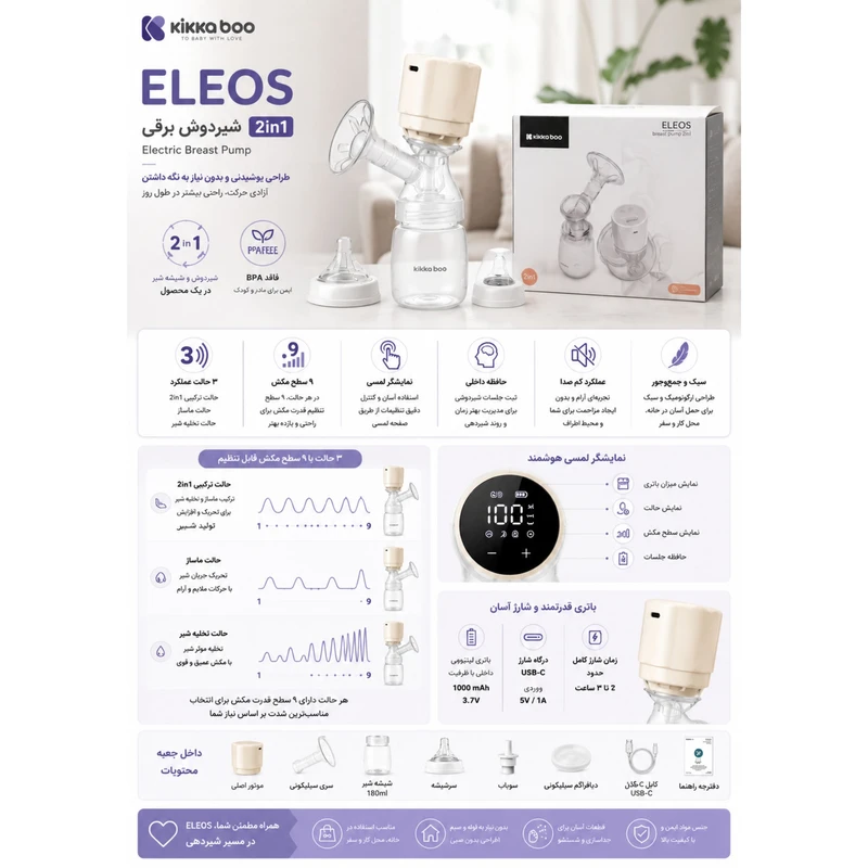 عکس شماره 4 : شیردوش برقی کیکابو مدل eleos