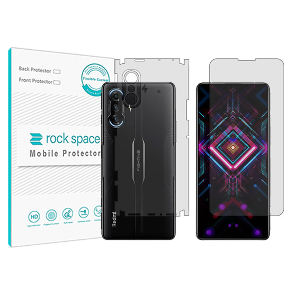 محافظ صفحه نمایش شفاف راک اسپیس مدل HyGEL مناسب برای گوشی موبایل شیائومی Redmi K40 Gaming به همراه محافظ پشت
