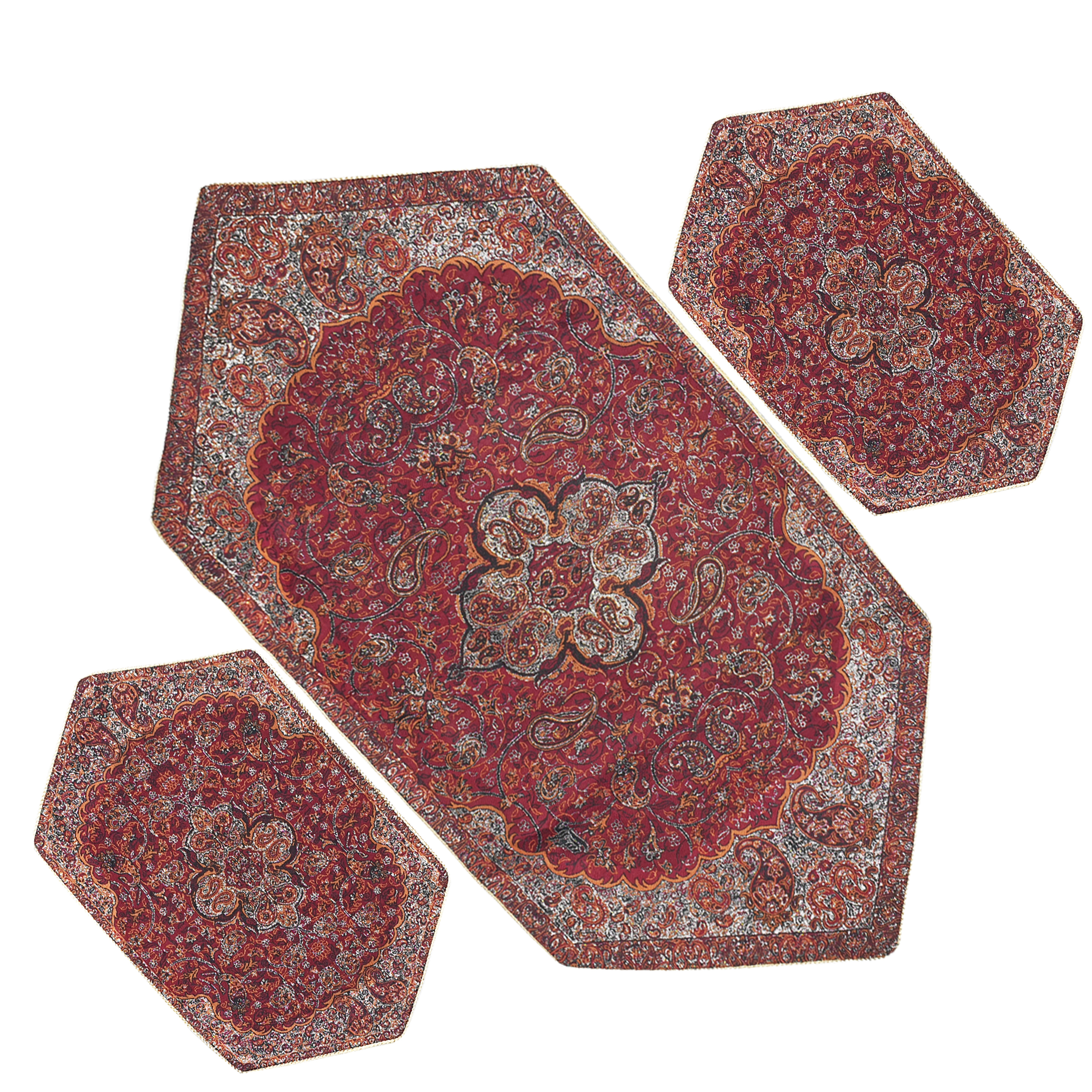 ست سه تکه رومیزی ترمه مدل گوهر کد ZC3-3