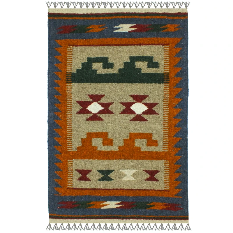 گلیم دستبافت یک متری مدل پادری  شیراز کد 1730 زمینه الوان