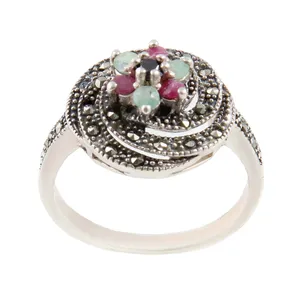 انگشتر نقره زنانه بازرگانی میلادی مدل نگین مارکازیت کد AW_529