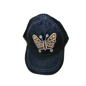 کلاه کپ بچگانه مدل جین طرح پروانه