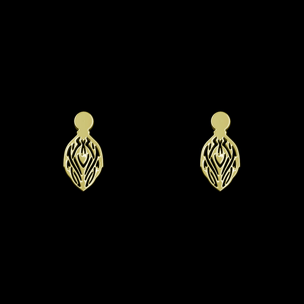 گوشواره طلا 18 عیار زنانه مدوپد مدل هندسی کد GA1-13589