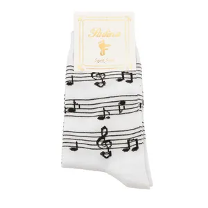جوراب ساق بلند پادینا مدل نت موسیقی رنگ سفید
