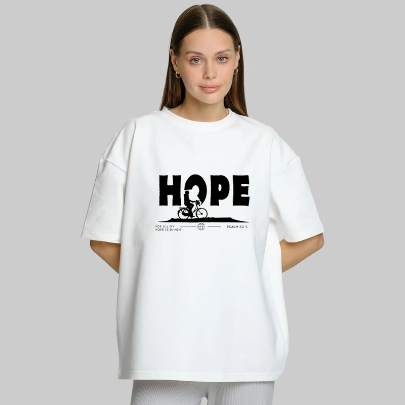 تی شرت آستین کوتاه زنانه پنبه طرح hope