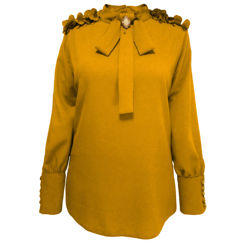 بلوز زنانه مدل ژینوس کد 1030 رنگ خردلی