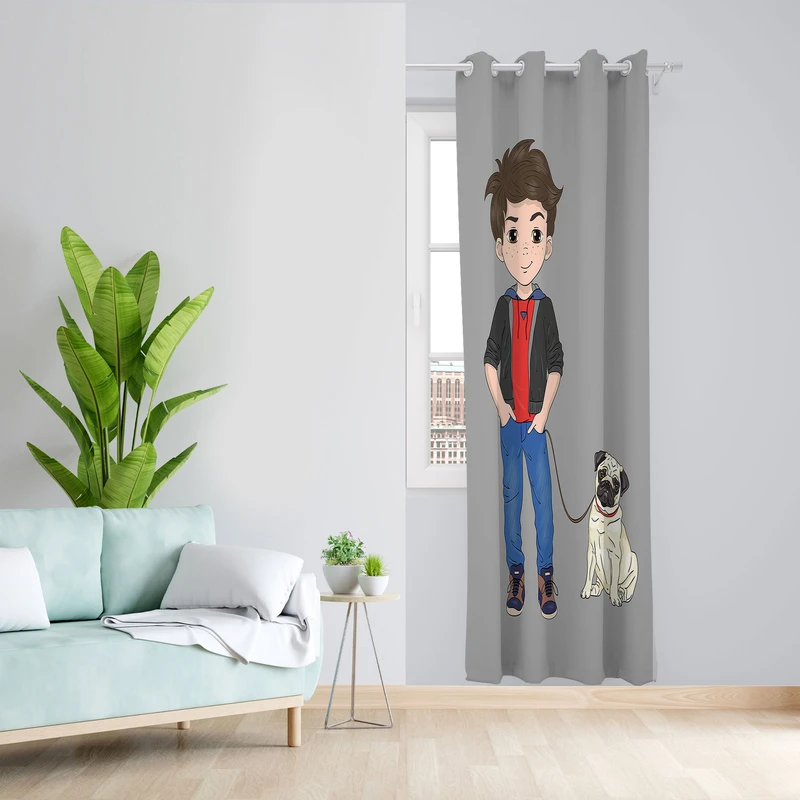 پرده مدل پسر مخمل پانچی کد 4694a سایز 140x280 سانتی متر