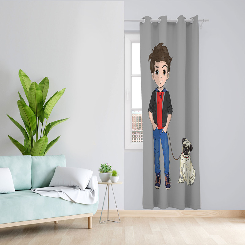  پرده مدل اتاق کودک مخمل پانچی طرح پسرانه کد 4694a سایز 140x280 سانتی متر