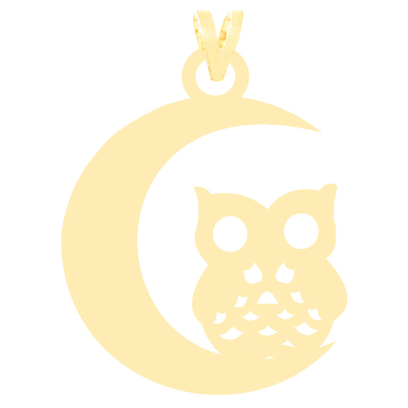 آویز گردنبند طلا 18 عیار زنانه کرابو طرح جغد و ماه مدل Kr3659