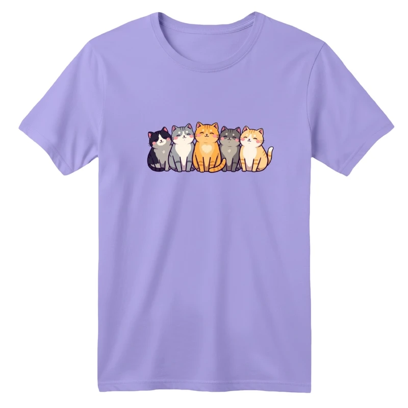 تی‌شرت آستین کوتاه لانگ یقه گرد بچگانه مدل گربه ها