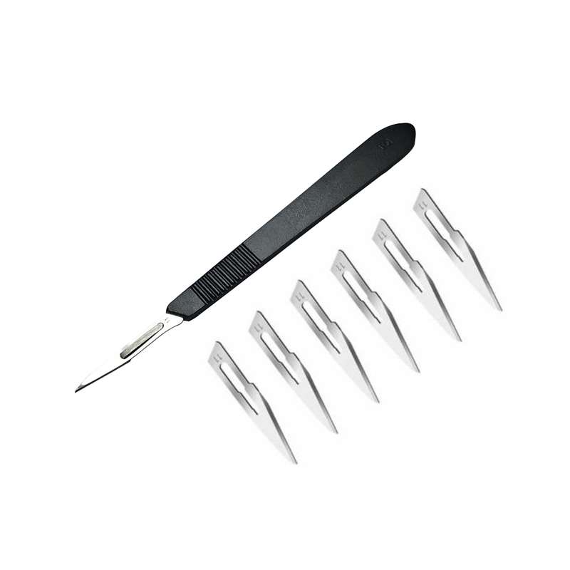 دسته تیغ جراحی مدل SKJLJH002369 شماره 3 به همراه تیغ استریل کد SKJWQR0023669 مجموعه 7 عددی