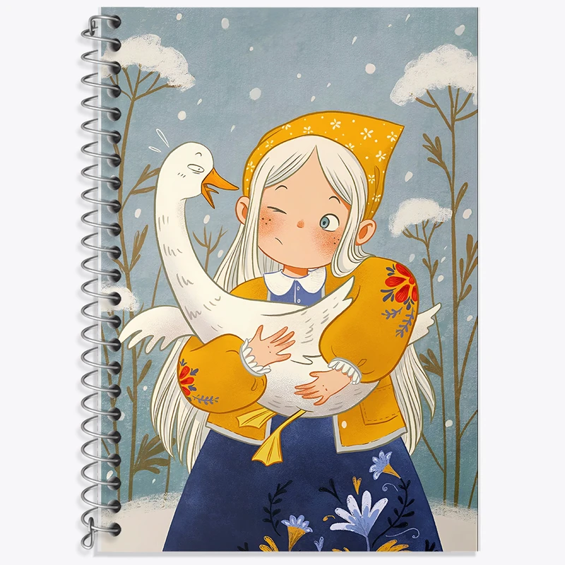 دفتر زبان 50 برگ خندالو مدل دو خط طرح دختر و غاز کد F7654