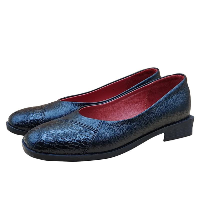 کفش زنانه چرم پرسیس مدل عروسکی رنگ مشکی