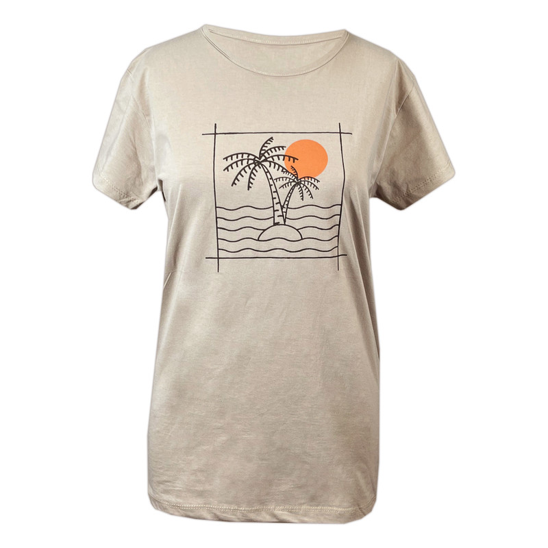 تی شرت آستین کوتاه زنانه مدل ساحل کد 1680 رنگ کرم