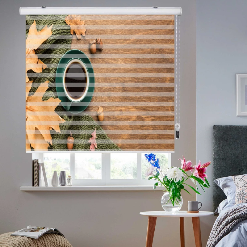 پرده زبرا زیو طرح قهوه سایز 150x150 سانتی متر