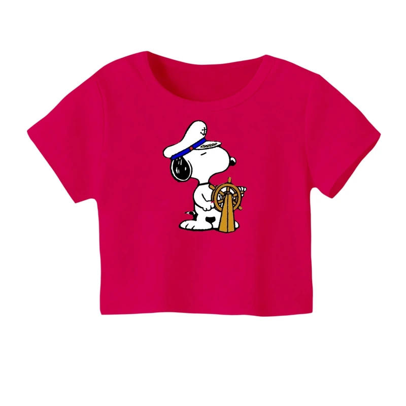 کراپ‌ تی‌شرت آستین کوتاه زنانه مدل اسنوپی کد ۷