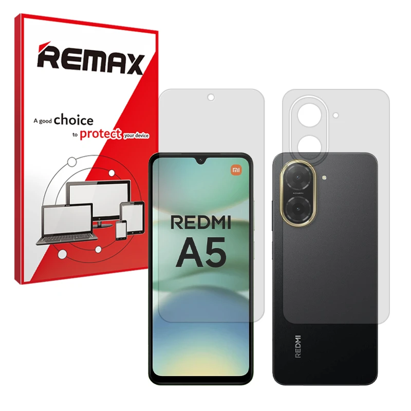 محافظ صفحه نمایش شفاف ریمکس مدل Resistant مناسب برای گوشی موبایل شیائومی Redmi A5 4G به همراه محافظ پشت گوشی 