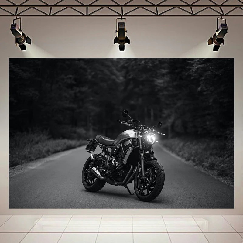 پوستر مدل بک لایت طرح موتور یاماها سیاه و سفید کد AR163