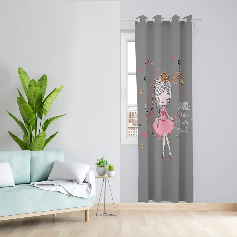 پرده طرح کودک مدل مخمل پانچی کد L 1146 Z سایز 140x200 سانتی متر