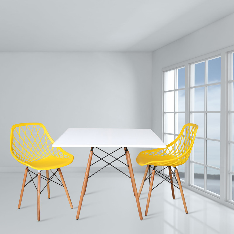 میز و صندلی ناهارخوری دو نفره مدل الماس فایبرگلاس پایه ایفلی MS