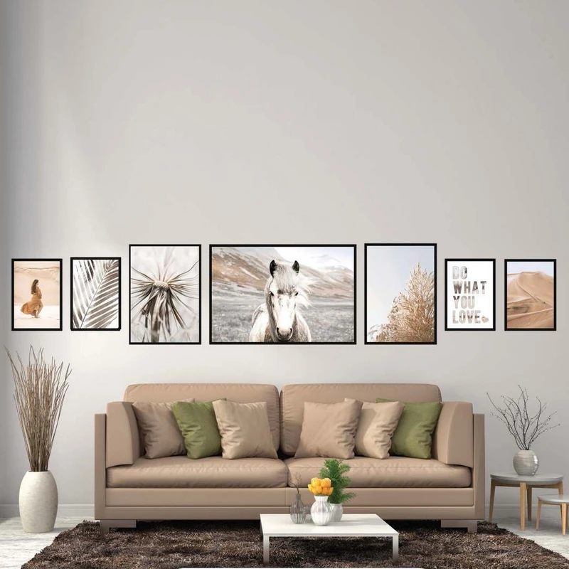 تابلو بکلیت طرح طبیعت و اسب سفید B-2193 مجموعه 7 عددی