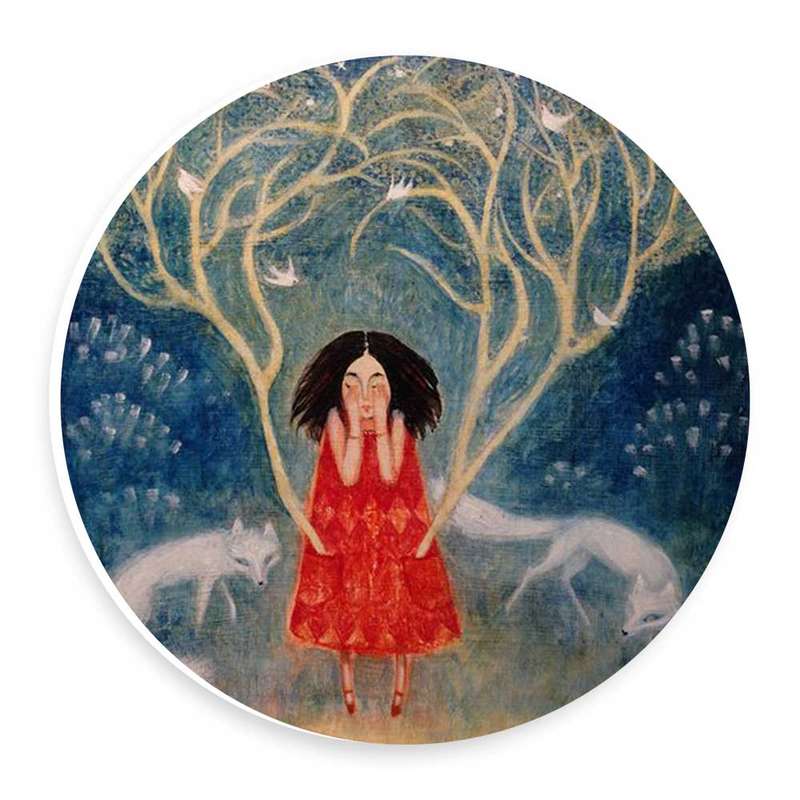 دیوارکوب طرح دختر و دو روباه مدل wtb270