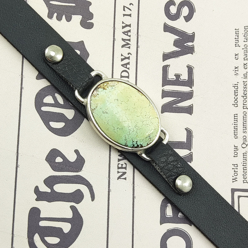 دستبند سلین کالا مدل فیروزه نیشابور اصل طرح چرم کد 167