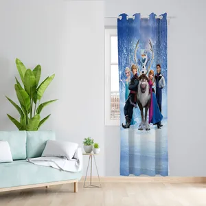 پرده مدل السا و آنا و آدم برفی مخمل پانچی کد 1028 سایز 140x280 سانتی متر