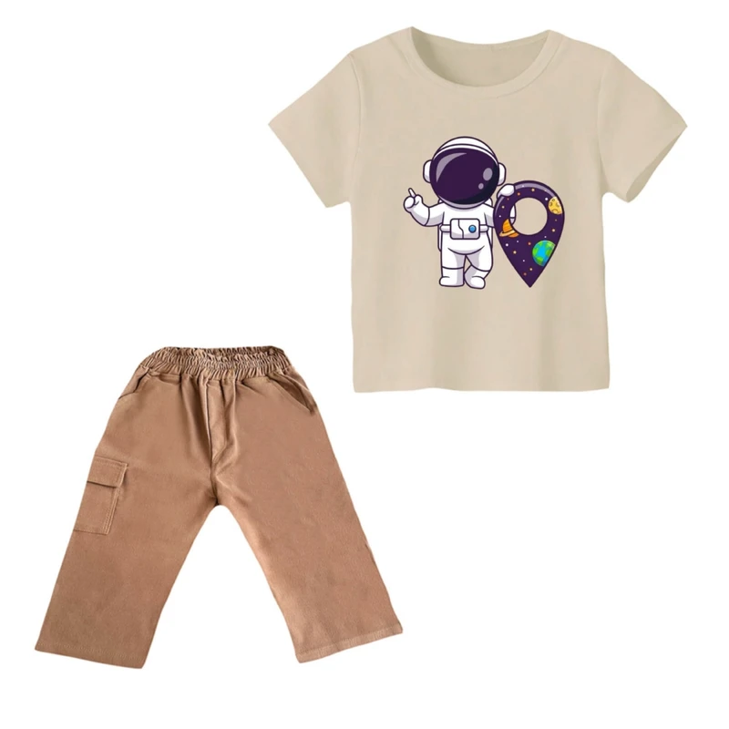 ست تی شرت و شلوارک پسرانه مدل فضانورد کد ۸