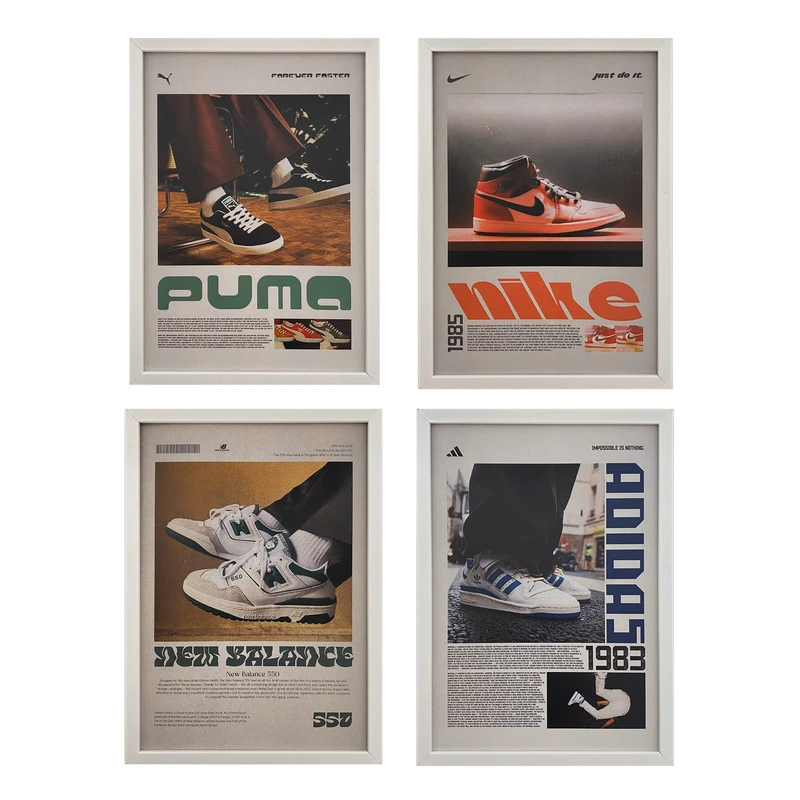 تابلو مدل دکوراتیو طرح کفش کد 1042 مجموعه 4 عددی