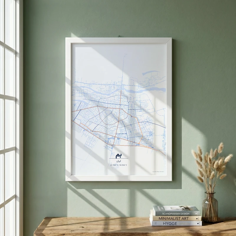 تابلو طرح نقشه شهر بم مدل G18952 فریم سفید