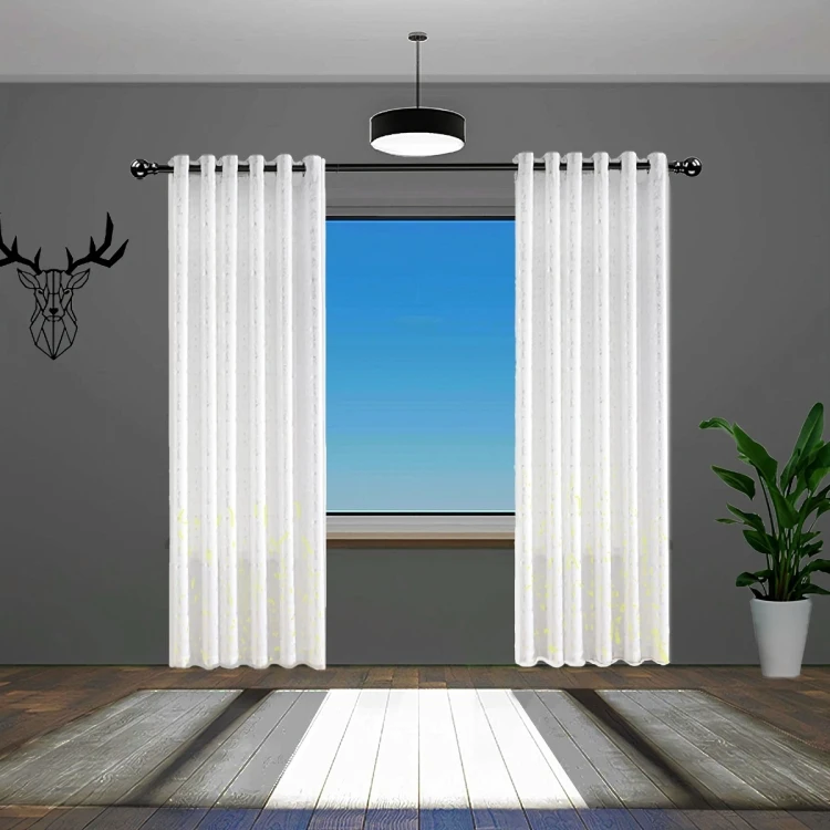 پرده تیکو دکو مدل حریر ژورژت طلاکوب شش چین سایز 225x280 سانتیمتر مجموعه دو عددی