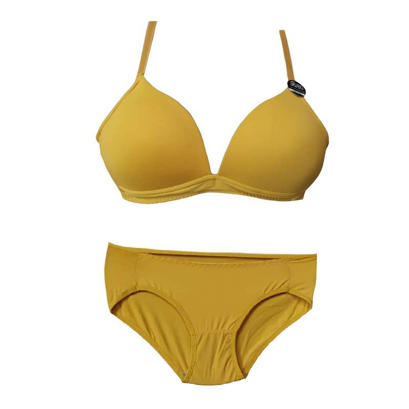 ست شورت و سوتین زنانه مدل 234 بدون فنر رنگ خردلی