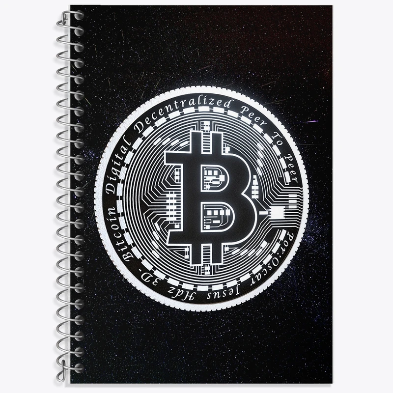 دفتر زبان 50 برگ خندالو مدل سه خط طرح بیت کوین (Bitcoin) کد F903