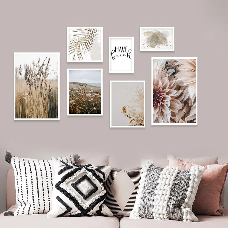 تابلو بکلیت طرح گندمزار و گل مدل شاین اکلیلی W-1039 مجموعه 7 عددی