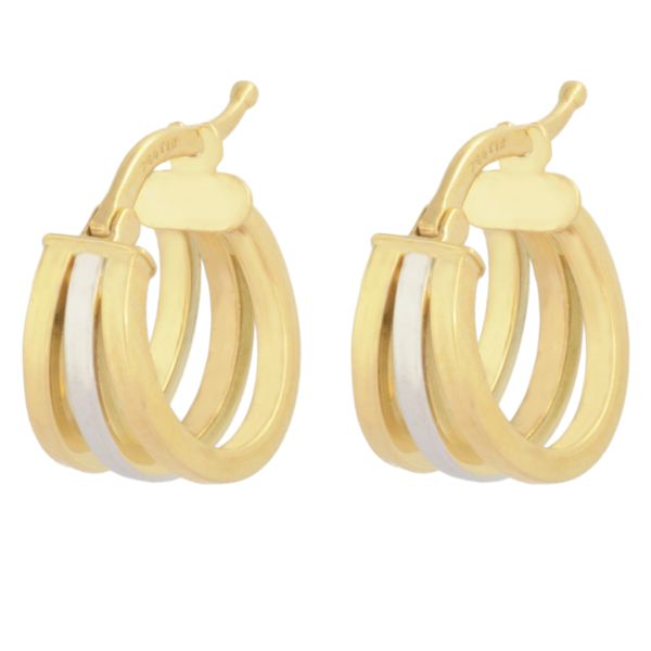 گوشواره طلا 18 عیار زنانه طلای مستجابی مدل سه حلقه ای کد 167088